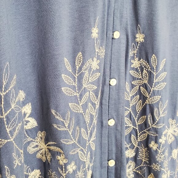 J Jill long sleeve Top Boho style with embroidered stitching cotton/modal Size L - Picture 2 of 11